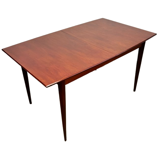 Vintage Verlengbare Eettafel, Donker Massief Teak, Scandinavië 1960's 1