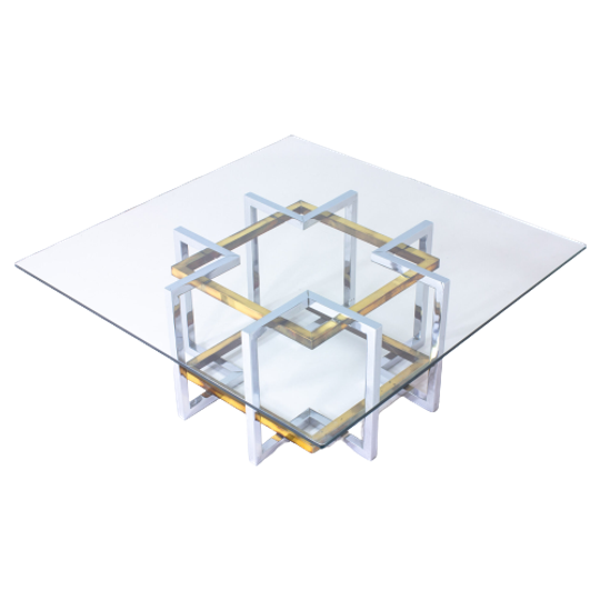 Brass & Chrome Geometrical Coffee Table 1