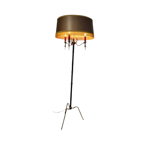 Vintage 'Gouden' Staanlamp Met Franjes