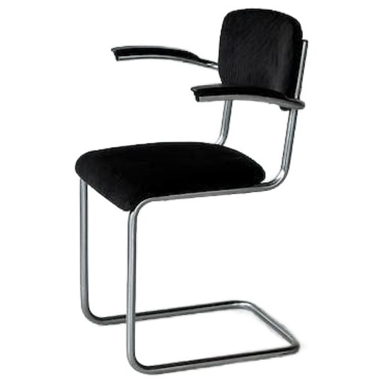 Vintage Buisframestoel Antraciet Ribstof Jaren 60 1