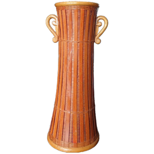 Vintage Rieten / Houten Vaas Boho 1