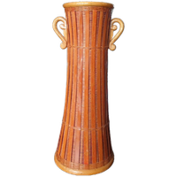 Vintage Rieten / Houten Vaas Boho