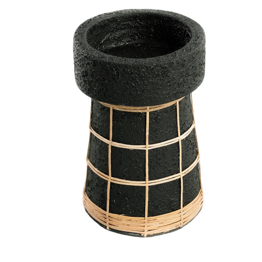 Bazar Bizar | De Serene Kaarsenhouder - Zwart Naturel - L 1