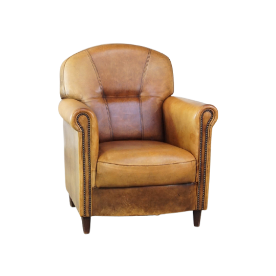 Statige, Strak Afgewerkte, Comfortabele Schapenleren Armchair 1