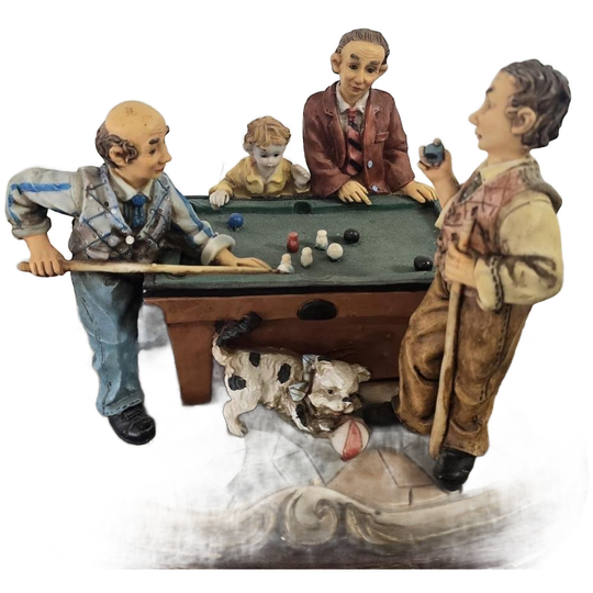 Vintage Beeldje: Biljart Café Sculptuur Italiê 1