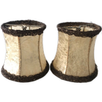 Twee Vintage Papyrus Lampenkappen In Beige En Goud thumbnail 1