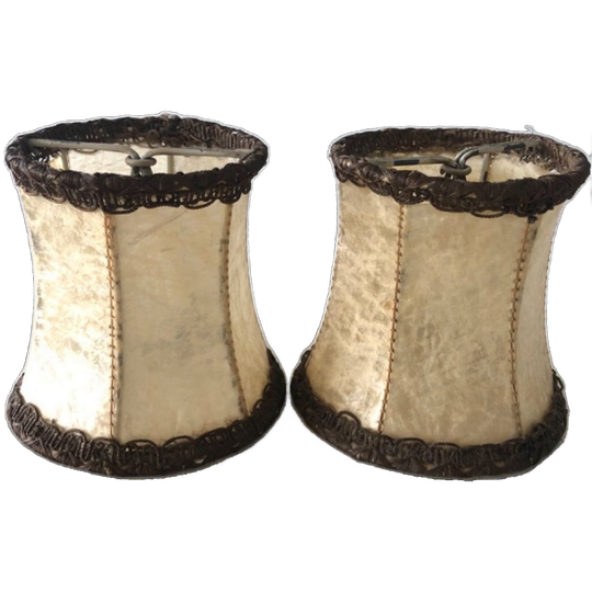 Twee Vintage Papyrus Lampenkappen In Beige En Goud 1