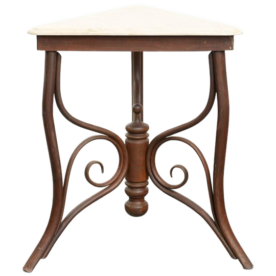 Sierlijke Antieke Thonet Design Side Table/ Bijzettafel Uit Begin 20e Eeuw Met Een Natuurstenen B 1