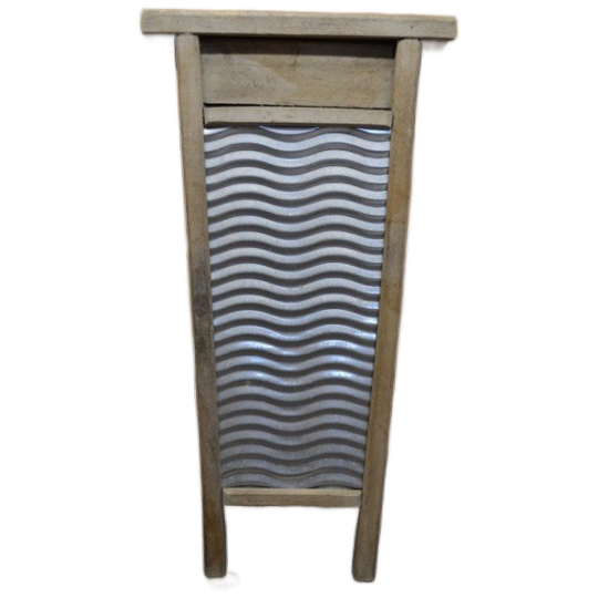 Klein Vintage Wasbord Van Beukenhout En Metaal – Rustieke Wanddecoratie 1