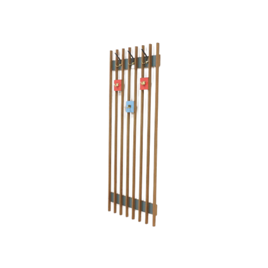 Large Wall Mounted Slatted Coat Rack 1960s 1