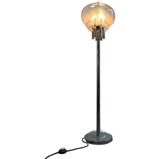 Vintage Staanlamp: Chroom & Glas 'Leclaire & Schâfer 1