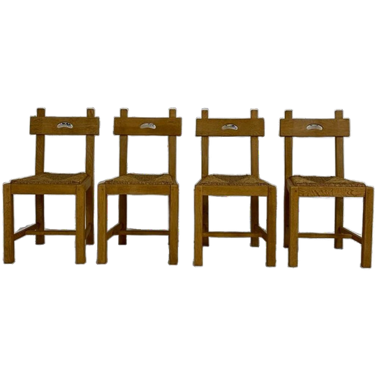 Set Of 4 Vintage Brutalist Dining Chairs 1