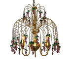 Vintage Murano Kroonluchter Roze Druiven Hanglamp Kristal thumbnail 1
