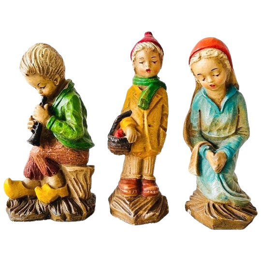Vintage West-germany Duitse Handgeschilderde Kerstbeeldjes Set 1960’s 1