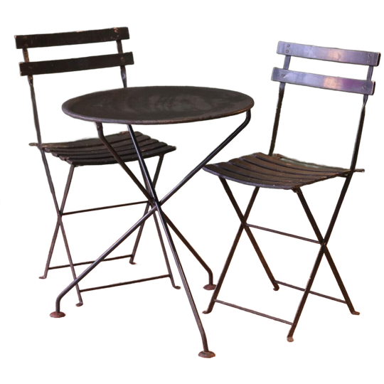 Vintage Donkergroene Metalen Bistroset 1