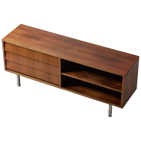 Half Open Vintage Dressoir Met Schuiven In Teak Door Alfred Hendrickx, 1960 1