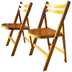 2x Mid Century Design Beukenhout Klapstoelen. thumbnail 1