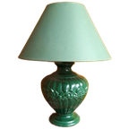 Vintage Lamp, Groene Aardewerken Voet, Groene Kap thumbnail 1