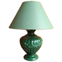 Vintage Lamp, Groene Aardewerken Voet, Groene Kap