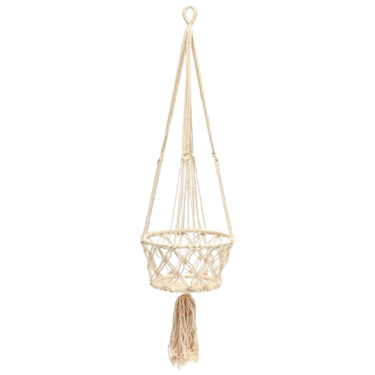 Bazar Bizar | De Macramé Planthanger - Wit - M 1