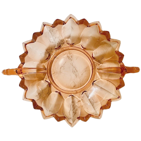 Zalmroze Glazen Art Deco Schaal 1