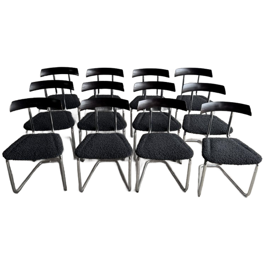 Black Fabric And Chrome Chairs 1