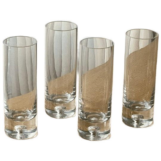 Set Of 4 Vintage Highball Glasses With Bubble Stem 1
