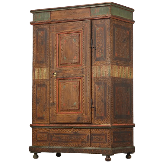 Exclusieve Antieke Beschilderde Bruidskast 1816 1