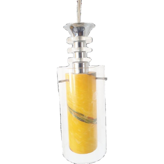 * Vintage Hanglamp Gele Hanglamp Glazen Lamp 1