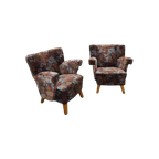 Set Bloemen Fauteuils Met Houten Poten thumbnail 1