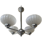 Hanglamp Lamp Plafondlamp Art Deco 1930 4 Arms Clichyglas Frans thumbnail 1
