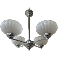 Hanglamp Lamp Plafondlamp Art Deco 1930 4 Arms Clichyglas Frans