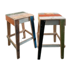 2 Originele Piet Hein Eek Scrapwood Barstools, Dutch Design thumbnail 1