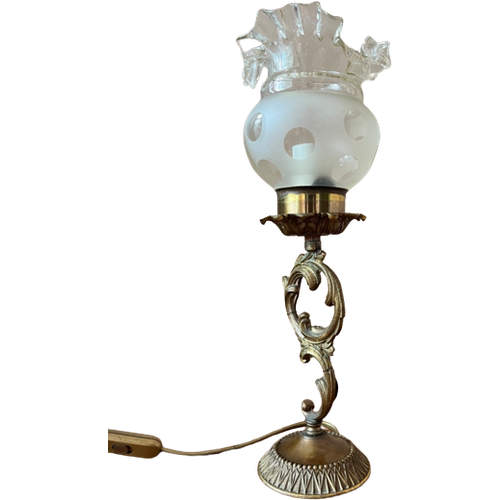Antiek Lampje Met Bronzen Voet | Art Deco | Vintage |Messing