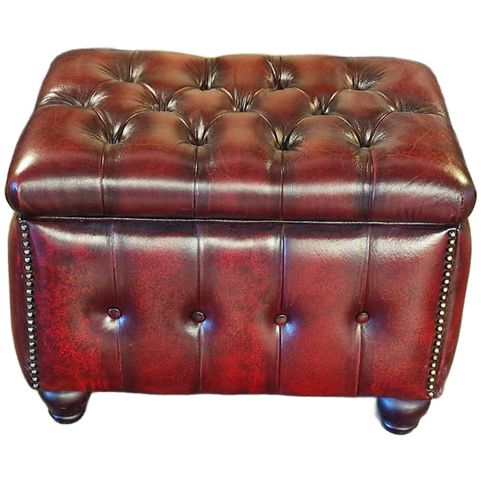 Chesterfield Boxstool - Antiek Rood 1