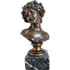 Prachtige Bronzen Buste Van Een Jonge Dame - 19e Eeuw thumbnail 1