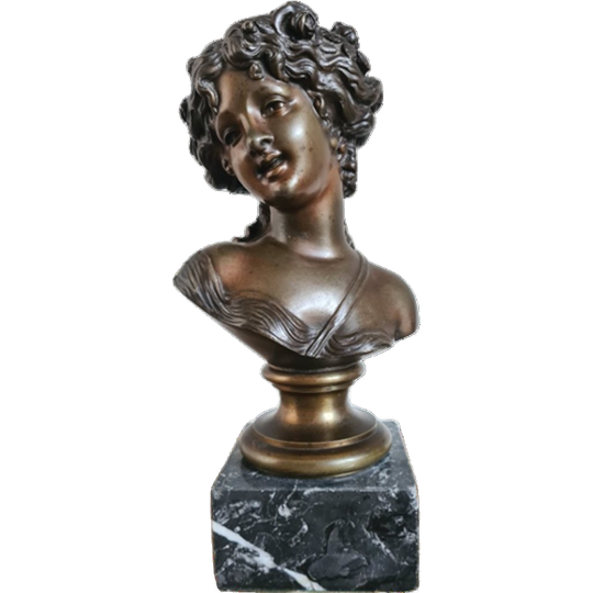 Prachtige Bronzen Buste Van Een Jonge Dame - 19e Eeuw 1