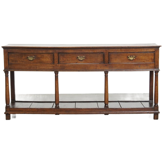 Prachtige Antieke Engelse Double Based Side Table/ Dressoir Van Eikenhout 1