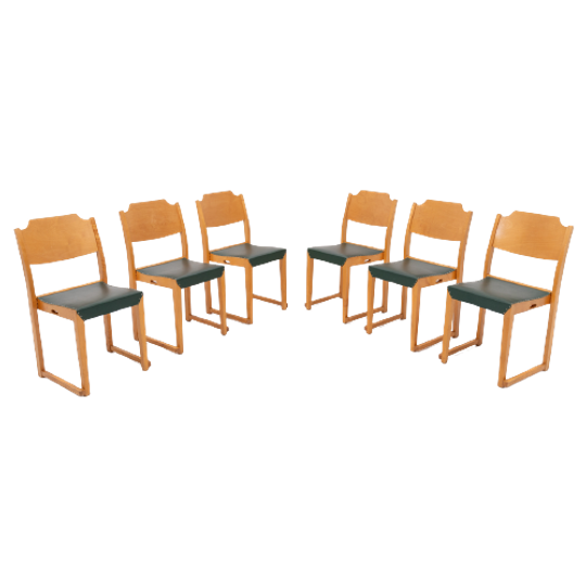 Set Of 6 Scandinavian Design Herman Seeck Chairs / Eetkamerstoelen For Asko, Finland 1950S 1