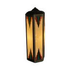 Art Deco / Amsterdam School - Stained Glass Wall Sconce - Bronze Frame - In The Style Of Tuschins thumbnail 1