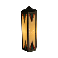 Art Deco / Amsterdam School - Stained Glass Wall Sconce - Bronze Frame - In The Style Of Tuschins