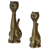 Vintage Messing Katten Retro Kat Sculptuur Jaren 70 80 Katje