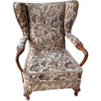 Vintage Stoffen Oorfauteuil