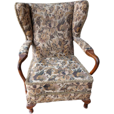 Vintage Stoffen Oorfauteuil