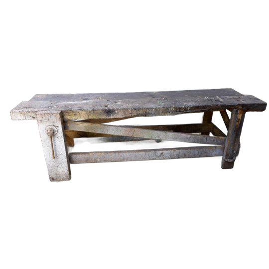 Prachtige Oude Houten Werkbank 250 Cm 1