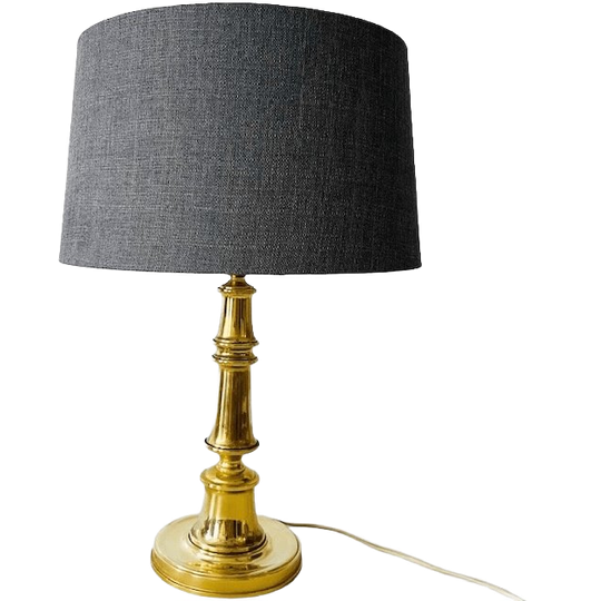 Hollywood Regency Vintage Tafellamp Xl Messing Goud Grijs 1