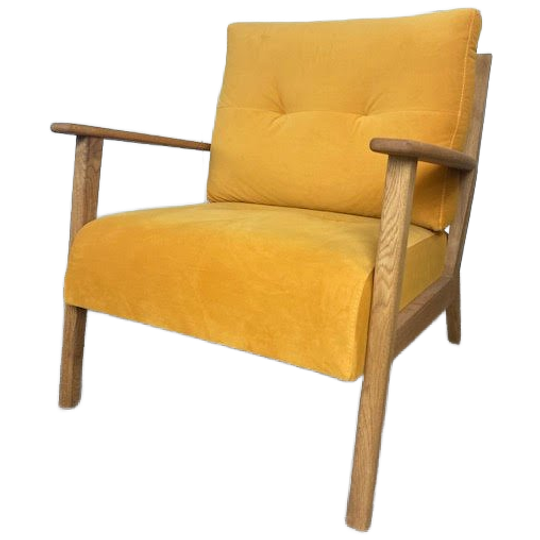 Fauteuil Timon Studio Copenhagen Eikenhout Velours Okergeel 1