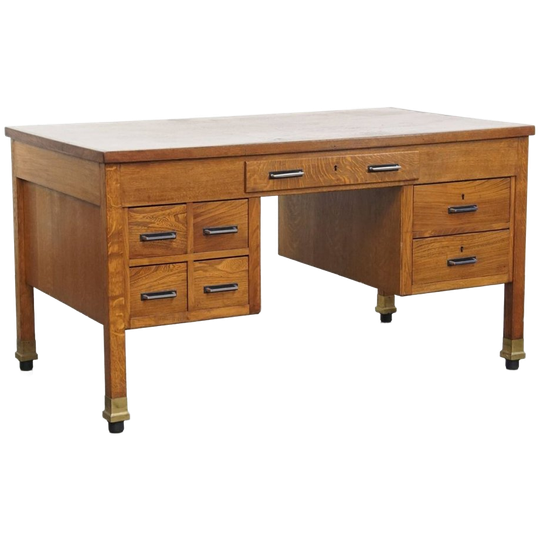 Uniek En Antiek Eikenhouten Art Deco Bureau Uit Begin 20e Eeuw In Amsterdamse School Stijl 1