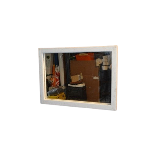 Witte Brocante Spiegel Met Hardhouten Lijst 1
