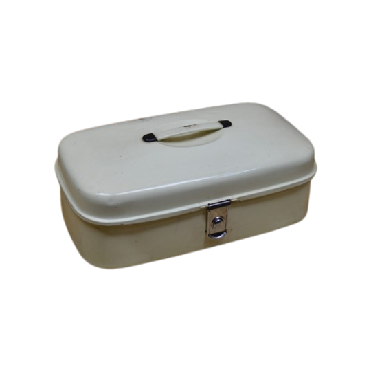 Metalen Broodtrommel Creme Emaille 1